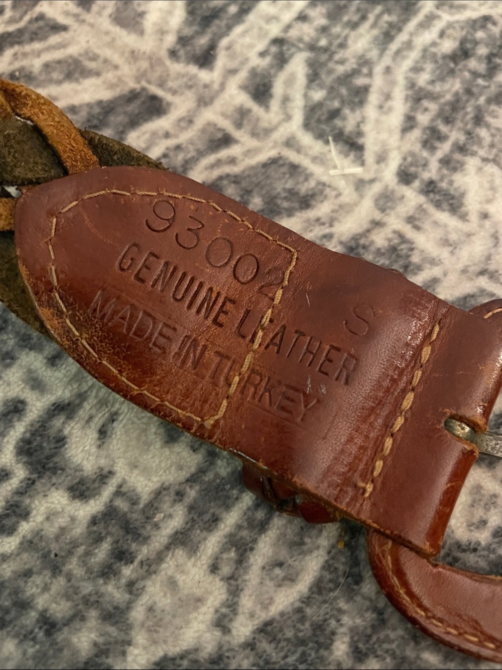 Vintage Genuine Leather Braided Two-toned Brown/Black Leather Buckle Belt size S - Picture 5 of 6